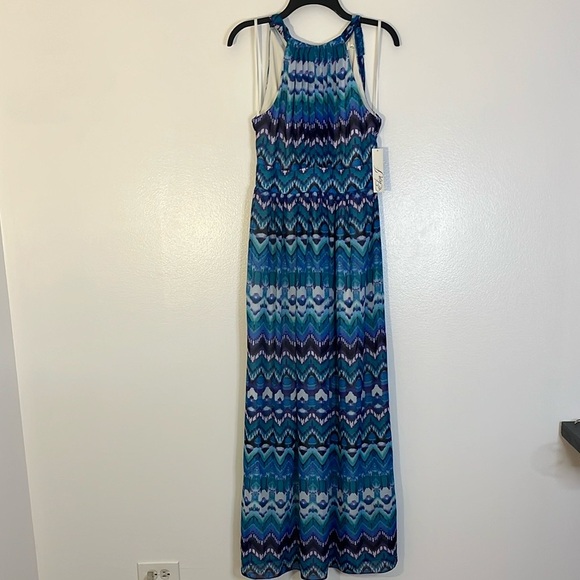 Eliza J | New halter style geometric print maxi dress Women’s size 4 sleeveless - Picture 11 of 11